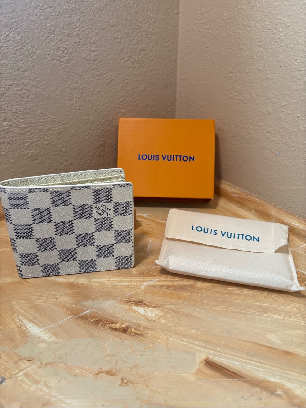 Louis Vuitton Damier Azur Canvas Bi-Fold Wallet - White & Blue
